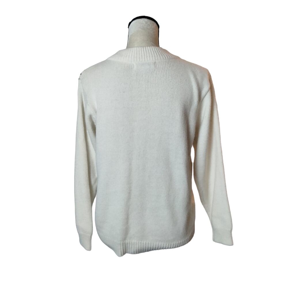 Vintage Alfred Dunner Women Sz M Petite Intricate Cream Rose Embroidered Sweater - Picture 4 of 6